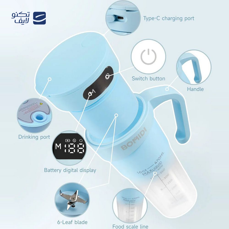 مخلوط کن شارژی شیائومی مدل Bomidi JB01 — تصویر 4